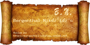 Bergenthal Nikétás névjegykártya